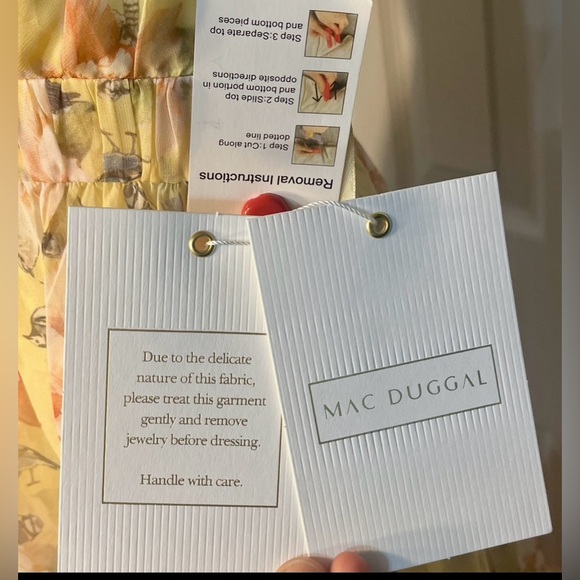 leena for Mac Duggal Yellow Floral Empire Waist
Ruffled Mini Dress Size 6 - Picture 7 of 13